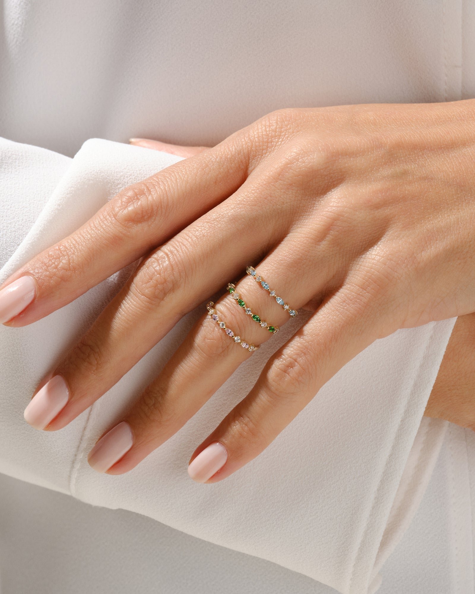 Eternate Alternating Marquise and Round Birthstone Ring
